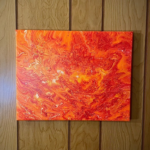 Handmade Abstract Warm Colored Painting - Picture 2 of 2
